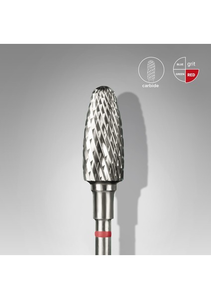 Sert Alaşım Mısır Freze, Kırmızı, Çap 5 mm / Çalışma Kısmı 13 mm