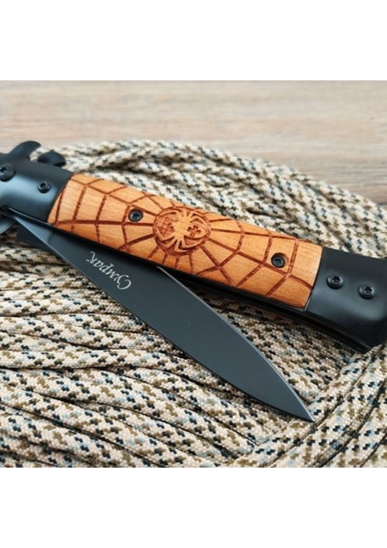 Kişiye Özel Scorpion Tasarımlı Ahşap Saplı Kamp Outdoor Cep Çakısı modelleri