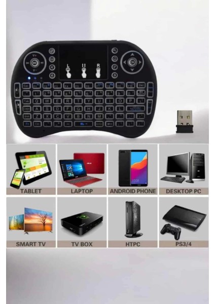 USB Bağlantılı Mini Q Klavye Işıklı Tüm Cihazlara Uyumlu