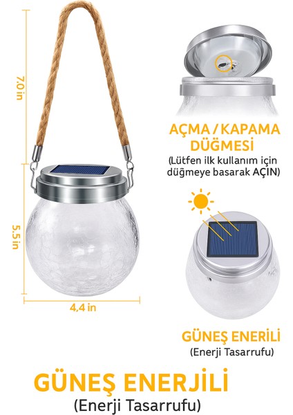 2'li Güneş Enerjili Dekoratif Fener – Bahçenize Sıcaklık Katın Geceyi Büyüleyici Hale Getirin