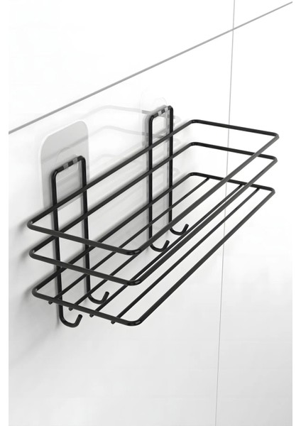 Siyah Fön Makinesi Askısı Havluluk Wc Tuvalet Kağıtlık Rulo Havluluk Şampuanlık Banyo Set 9 Lu