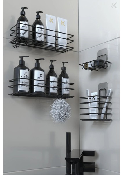 banyo Rafı Düzenleyici Paslanmaz Yapışkanlı Siyah Duş Metal Set Kancalı Sabunluk Diş Fırçalık Rafı modelleri