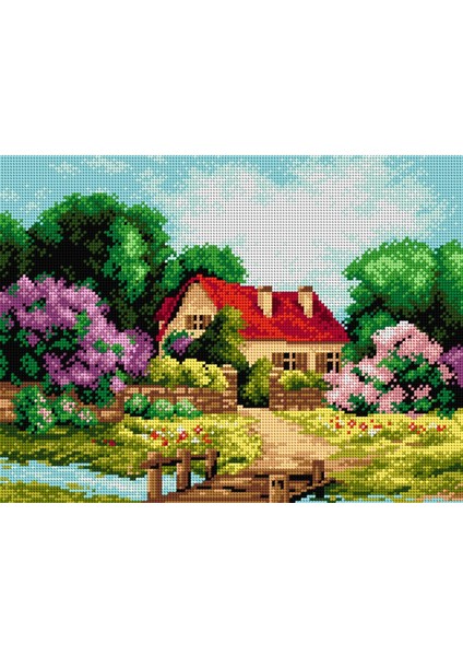 Baskılı Goblen Ev ve Manzara 2140 30*40 cm