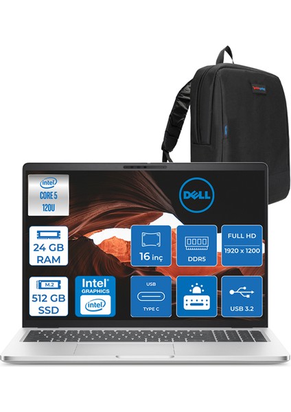 Pro 16 Plus Ultra Core 5 120U 24GB Ddr5 512GB SSD Intel Graphics 16" Fhd+ 300NIT Ubuntu Taşınabilir Bilgisayar U5120U165UF05 + Zettaçanta