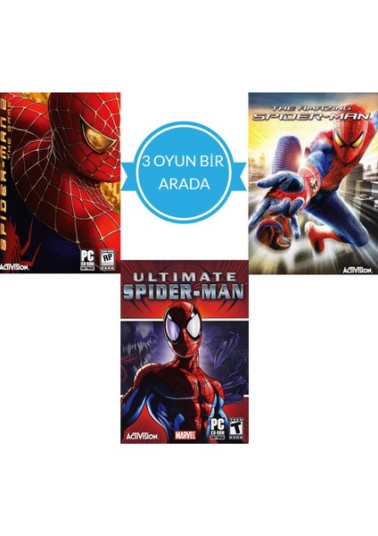 🎮 Spider-Man 3’lü Set Pc Oyunu | Windows Uyumlu Aksiyon Macera | Flash Bellekli Kurulum