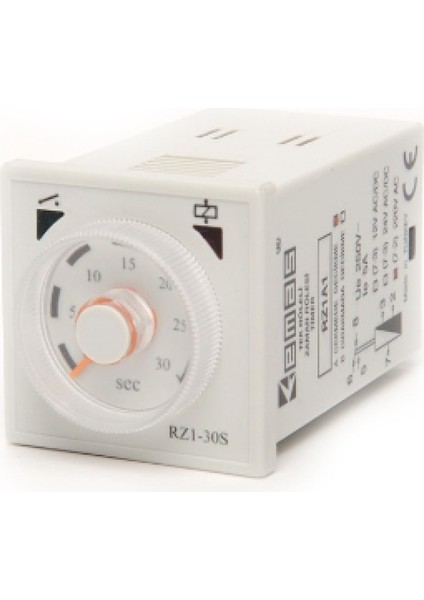 RZ1A2C30S-5 Rz1 Serisi 230VAC 1CO+1NO5A (Rezistif) 0,03SN-30SN Analog Zaman Elektronik Röle
