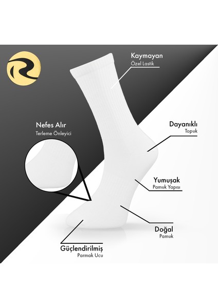 Pamuklu Erkek Düz Dikişsiztenis Çorap Premium 5'li modelleri