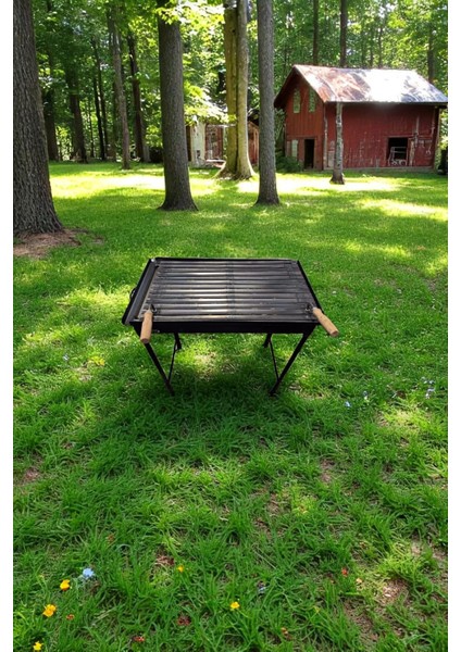 40X70 cm Köfteci Izgarası Oluklu Ahşap Saplı - Izgaralı Demir Mangal Portatif Katlanır Ayaklı fiyatları