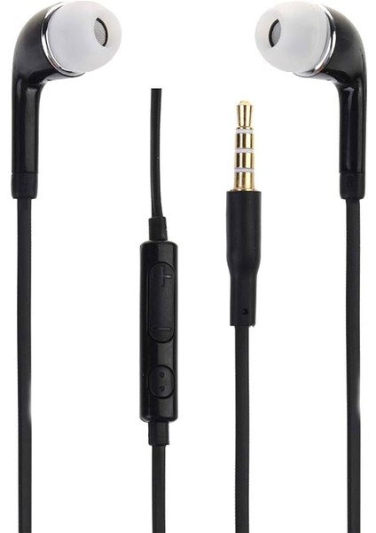 ESLIFETECH26AKSESUAR Samsung Galaxy J2/3/4/5/6/7 ve Samsung Galaxy S2/3/4/5/6/7/8/9 Uyumlu 3.5mm Jacklı Mikrofonlu Kulaklık Siyah