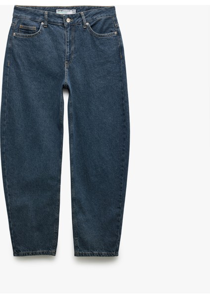Yeni Sezon Pamuklu Rahat Kalıp Cepli Barrel Fit Jean Pantolon fırsatları