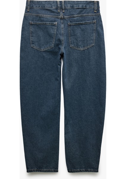 Yeni Sezon Pamuklu Rahat Kalıp Cepli Barrel Fit Jean Pantolon indirimleri
