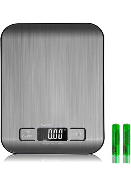 Dijital Mutfak Terazisi Paslanmaz Çelik Elektronik LCD Ağırlık 5 kg Ölçeklii Pişirme Ölçü Aleti