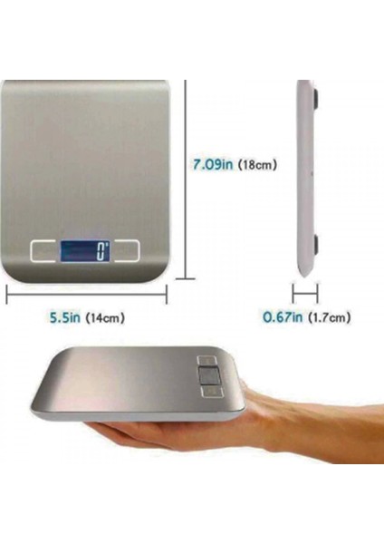 Dijital Mutfak Terazisi Paslanmaz Çelik Elektronik LCD Ağırlık 5 kg Ölçeklii Pişirme Ölçü Aleti
