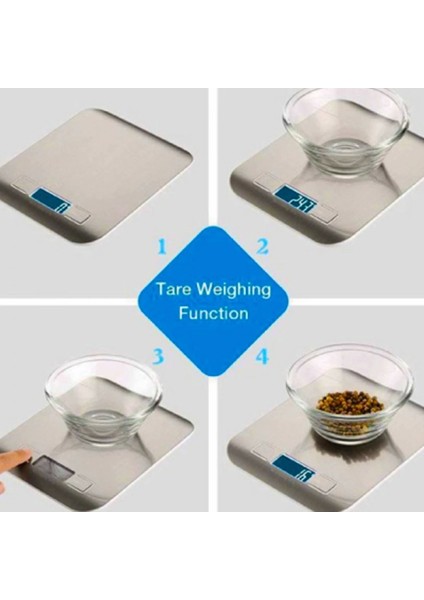 Dijital Mutfak Terazisi Paslanmaz Çelik Elektronik LCD Ağırlık 5 kg Ölçeklii Pişirme Ölçü Aleti