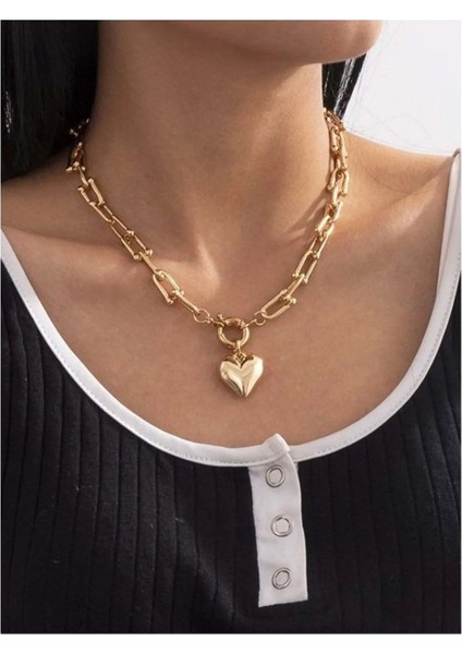 Altın Kadın Tiffany Model Kalpli Lüks Yeni Sezon Kolye