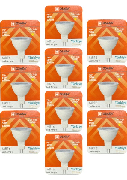 (10 adet) Osaka 7W (50W) Sarı Işık (3000K) G4 DUYLU (Iğne Bacak) LED Çanak Ampul