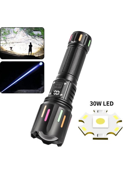 PS-9954 30W Zoomlu LED Powerbank Özellikli Şarjlı Profesyonel El Feneri