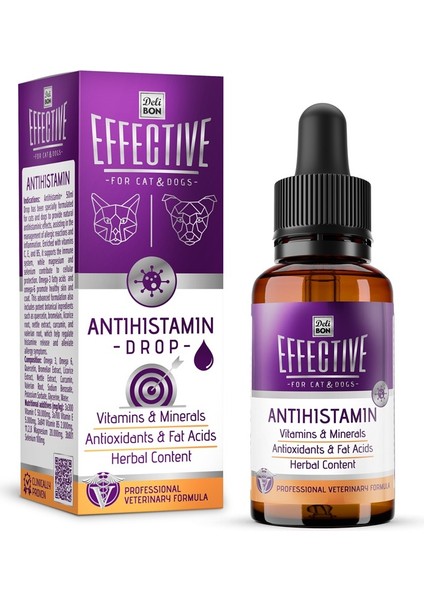 Effective Kedi ve Köpek Takviye Ürünleri Antihistaminik Etki 50ML