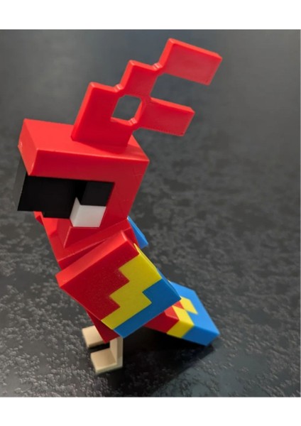 Minecraft Kırmızı Papağan Figürü – Dekoratif 3D Model