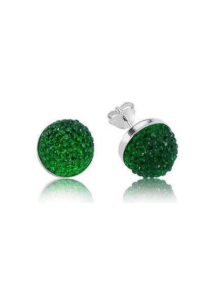 925 Ayar Gümüş Yeşil Kristal Çivili Küpe (EA1650003) (336336)