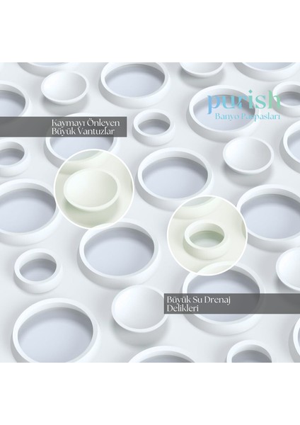 | Banyo Duş Küvet Için Vantuzlu Kaydırmaz, Su Drenajlı, Yumuşak Paspas - Mat Beyaz - 66X36CM fırsatları