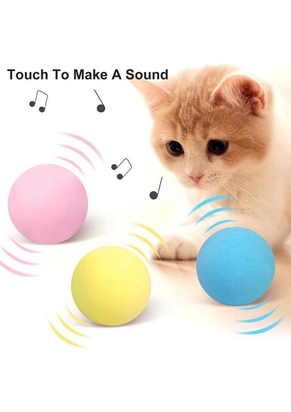 Sesli ve Akıllı Kedi Oyuncak Topu - 50 Mm, Hayvan Sesli, Eğlenceli Kedi Oyuncağı