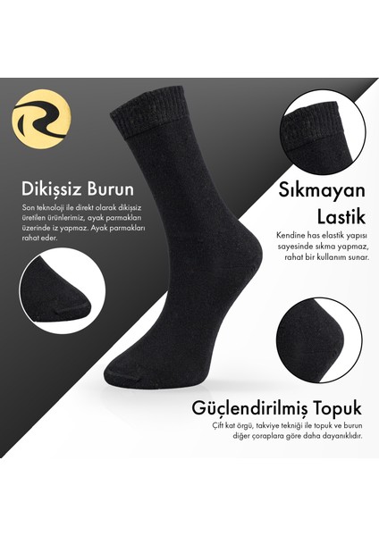 Pamuklu Dıyabetik Erkek Düz Siyah Çorap Premium Tekli
