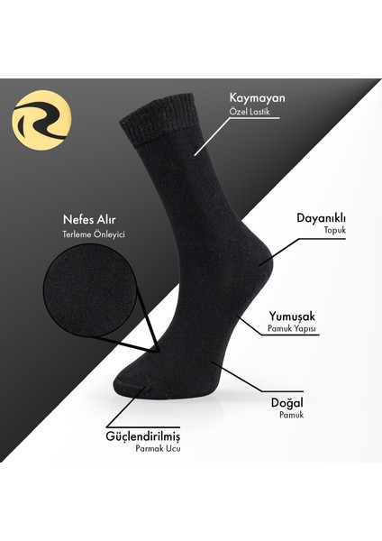 Pamuklu Dıyabetik Erkek Düz Siyah Çorap Premium Tekli