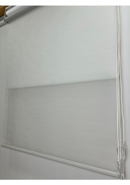 Krem Tül/krem Stor Düz Çiftli Sistem Çizgili Tül Stor Ev/ofis Perdesi Aluminyum Sistem
