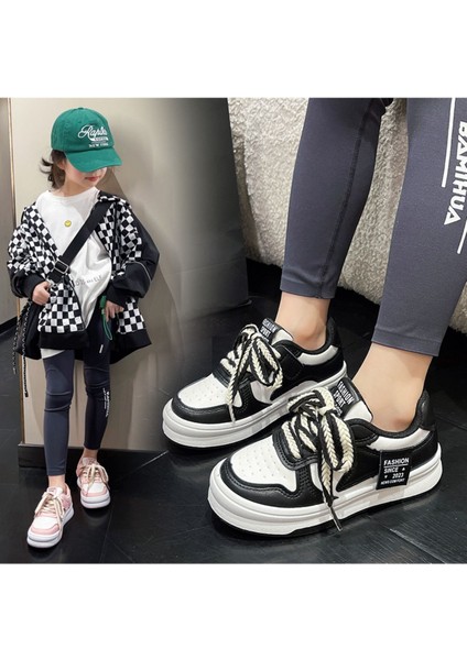 Junisteps Düz Taban Deri Günlük Sneaker Çocuk Ayakkabı - Siyah