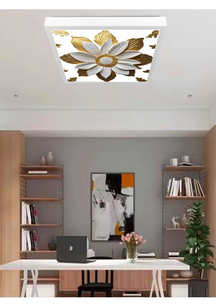 3D Papatya LED Avize, Salon Avize Modelleri, 60X60 Kare Estetik Görünüm, 60WATT Güçlü Işık Doğal LED