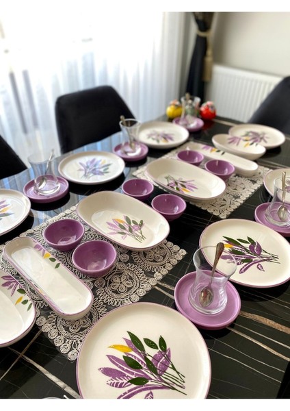 Lila 8 Kişilik 28 Parça Kahvaltı Takımı