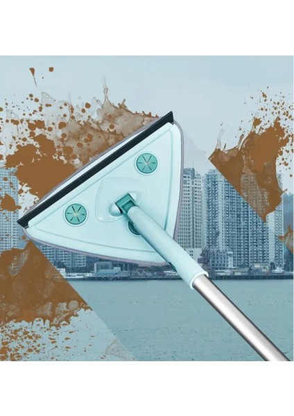 Elite Üçgen Mikrofiber Uçlu Cam ve Yer Temizliği Için Oynar Başlıklı Mop 1 Adet