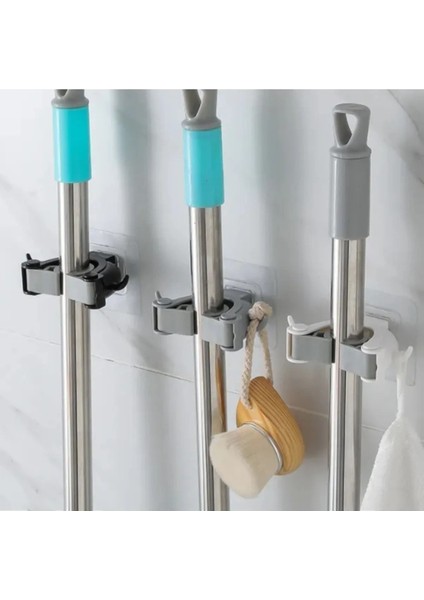 Elite Çok Amaçlı Paspas ,süpürge, Fırça ve Mob Askısı Sap Tutucu Mutfak ve Banyo Askısı 1 Adet