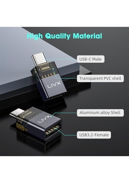 Type C To Usb3.2 Çevirici Dönüştürücü Otg 10GBPS 60W Ultra Hızlı Şarj ve Veri Aktarımı Otgdm