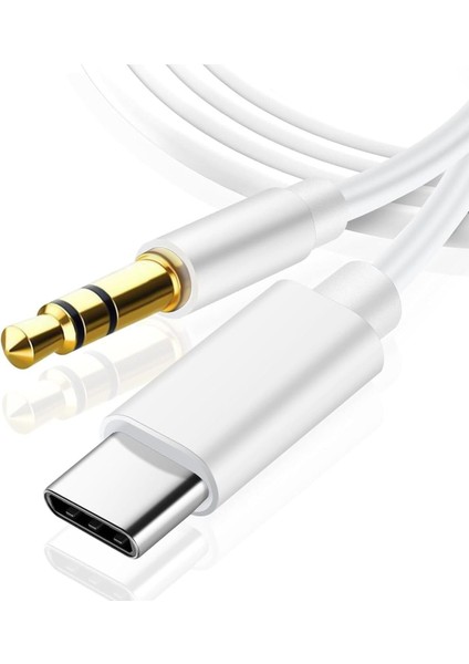 Trend iPhone 15/15 Plus/15 Pro/15 Pro Max/16/16 Plus/16 Pro/16 Pro Max ile Uyumlu Type-C To 3.5mm Jack Ses Kablosu Tak Çalıştır Bluetooth Gerektirmez Çevirici Dönüştürücü Ses Kablosu