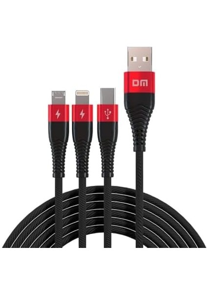 SL004 iPhone Lightning Type-C Micro USB 2.4A Şarj ve Data Kablosu 120CM