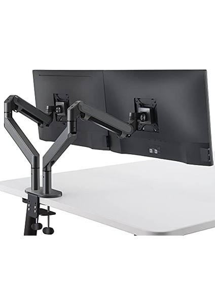 STD7080G 10"-27" Alüminyum Amortisörlü Vesa Monitör Tutucu Çift Kol Koyu Gri