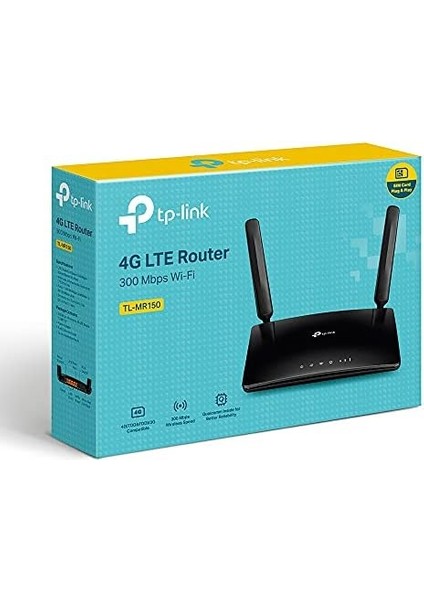 TL-MR150, N300 Mbps, 4g/3g Sım Yuvası, 32 Cihaza Kadar Bağlantı, Yapılandırma Gerektirmez, Konuk Ağı ve Ebeveyn Kontrolü Desteği, Kablosuz 4g Lte Router
