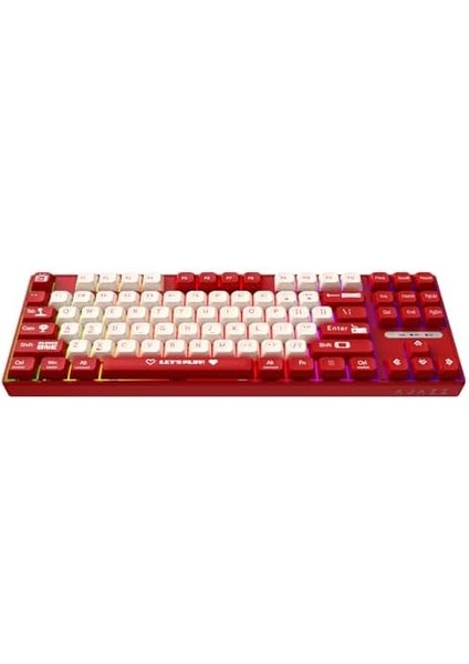 Ajazz AK870 Mc Kablolu Mekanik Oyun Klavyesi Kırmızı Klavye Brown Switch