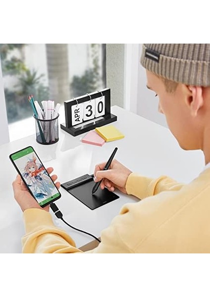 Osu Tablet Grafik Tablet VK430 4x3 Inç, Pilsiz Stylus 290RPS Raporlama Hızı, 8192 Baskı Hassasiyeti ve 4 Kullanılabilir Tuş, Windows/android/mac/chrome Os ile Uyumlu