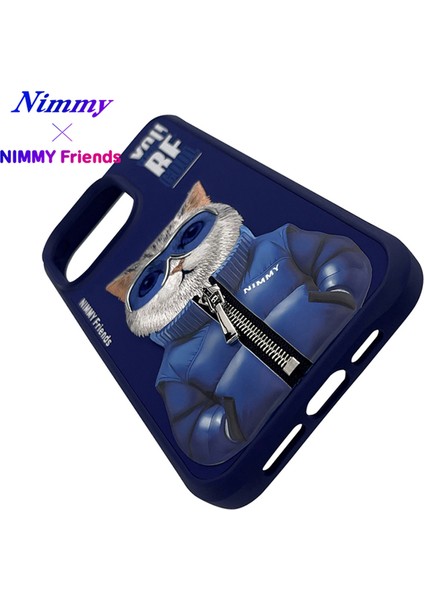 iPhone 15 Pro Uyumlu 3D Gözlük Fermuar Kedi Detaylı Nakış İşlemeli Kabartmalı Cool Cute Kılıf