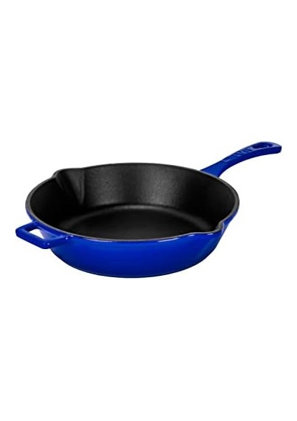 Döküm Yuvarlak Kızartma Tavası Döküm Demir Yekpare Saplı. ÇAP(Ø)24CM - Mavi