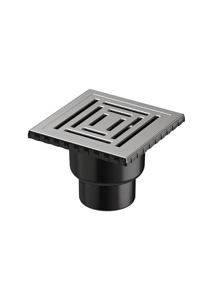 V-Flow Kare 5608285 Duş Kanalı, Alttan Çıkışlı, 15X15 Cm, Dk 800 Kapak, Mat Krom