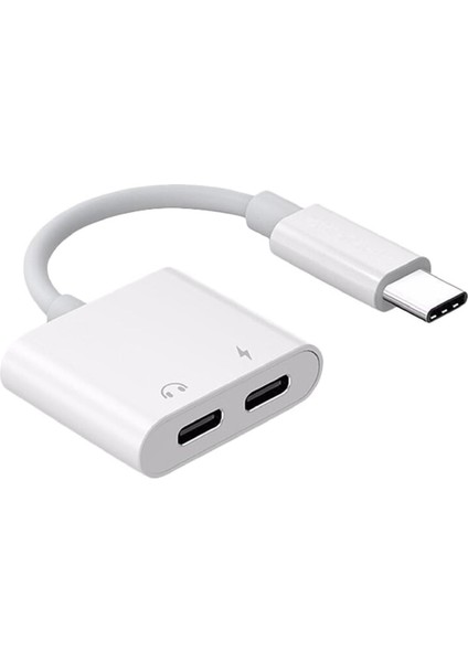 5067 Type C To Kulaklık Hızlı Şarj Giriş Çevirici Çoklayıcı Çoğaltıcı Splitter Adaptör