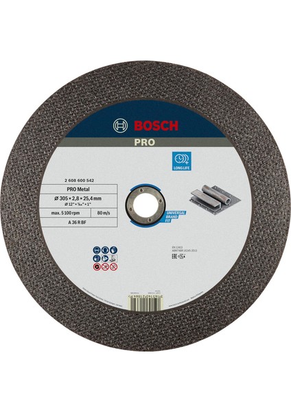 Accessories Bosch Professional 1 x Kesme Diski, Düz Uzman, Metal Için (Metal, Çelik, A 36 R Bf, Çap 300 Mm, 2,8 Mm, Açılı Taşlama Makinesi Aksesuarı)