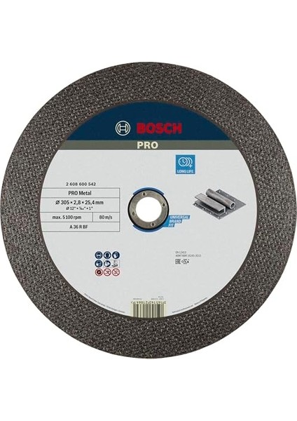 Accessories Bosch Professional 1 x Kesme Diski, Düz Uzman, Metal Için (Metal, Çelik, A 36 R Bf, Çap 300 Mm, 2,8 Mm, Açılı Taşlama Makinesi Aksesuarı)