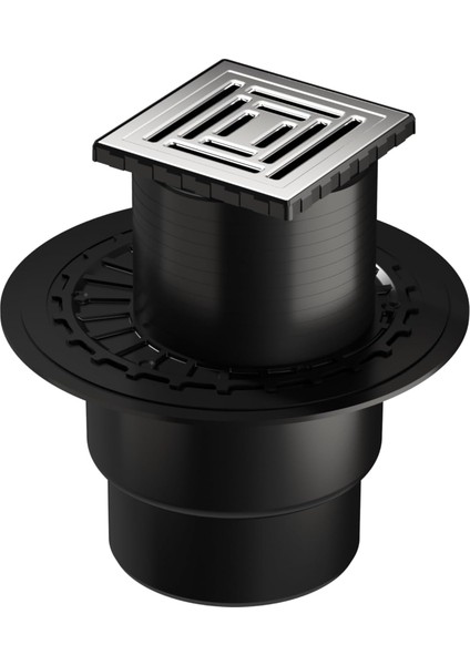 V-Flow Kare 5607321 Yalıtımlı Duş Kanalı, Alttan Çıkışlı, 10X10 Cm, Dk 800 Kapak, Parlak Krom