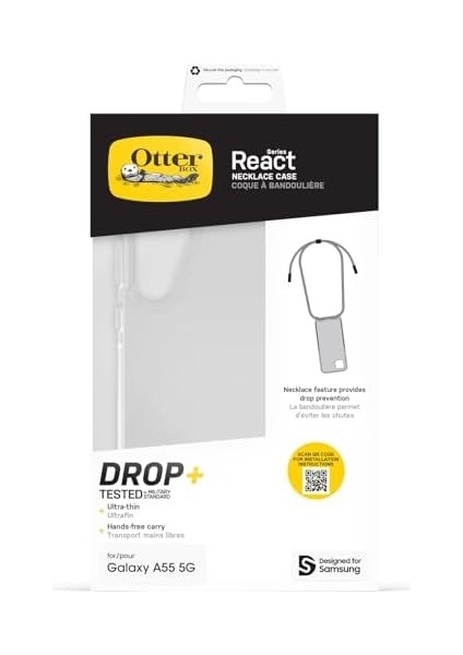 React Necklace Kılıf, Samsung Galaxy A55 5g Için, Ultra Ince, Koruyucu Kılıf, Ayarlanabilir ve Çıkarılabilir Cep Telefonu Zincirli, Askeri Standartlara Göre Test Edilmiştir, Şeffaf