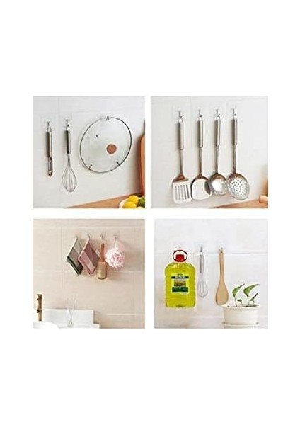 Kendinden Yapışkanlı Şeffaf Askı Askılık Havluluk 5'li Set
